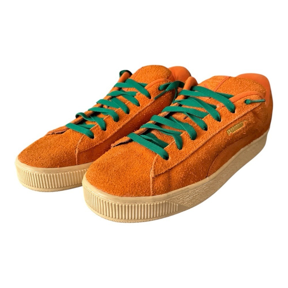 Puma x Carrots Suede XL Orange Green Low Top Sneakers 398800-01 Mens 12